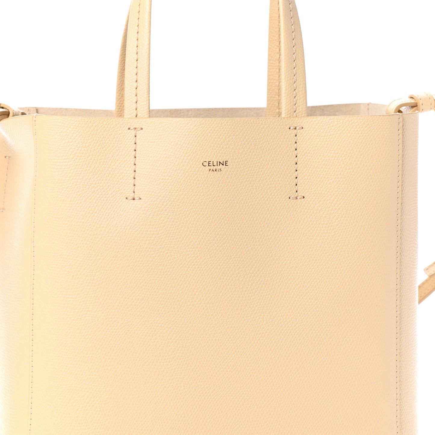 Grained Calfskin Small Vertical Cabas Sand