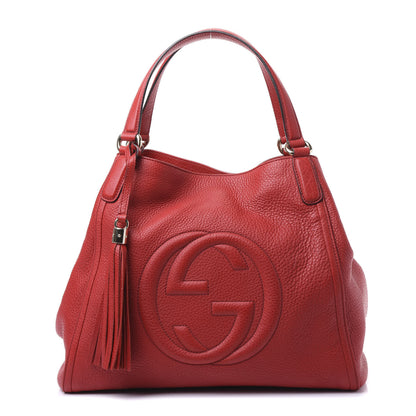Gucci Pebbled Calfskin Medium Soho Shoulder Bag Red 1 of 11
