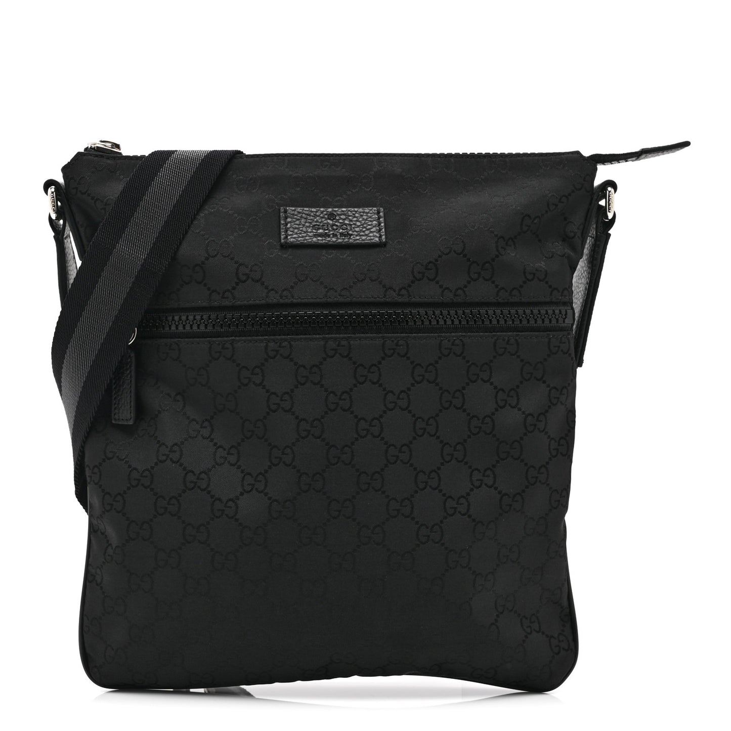 Nylon Monogram Small Flat Messenger Bag Black