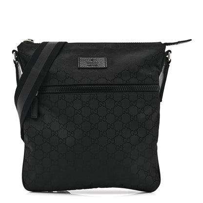 Gucci Nylon Monogram Small Flat Messenger Bag Black 1 of 11