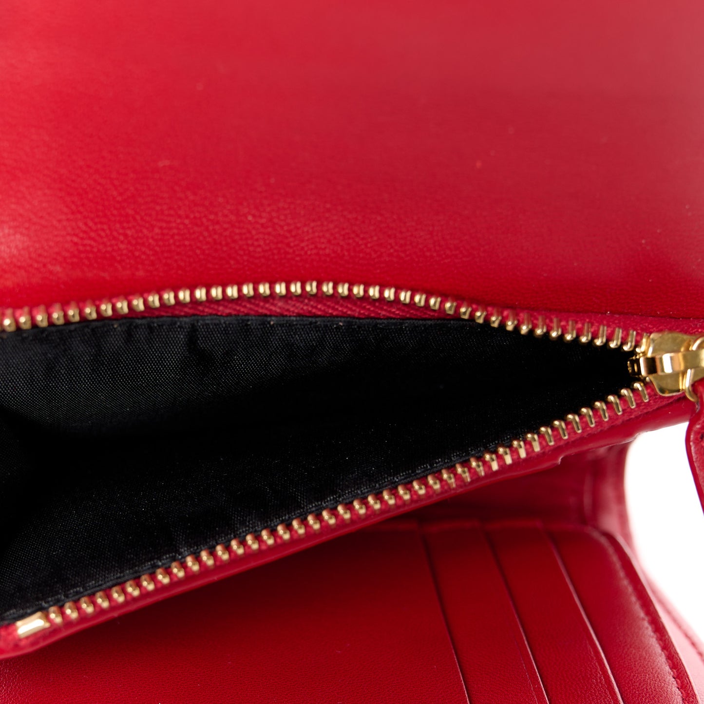 Lambskin Matelasse Monogram Vicky Tri-Fold Wallet Black