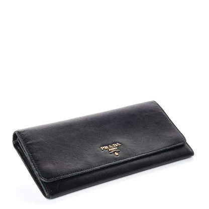 Prada Saffiano Metal Oro Chain Wallet Black 4 of 17