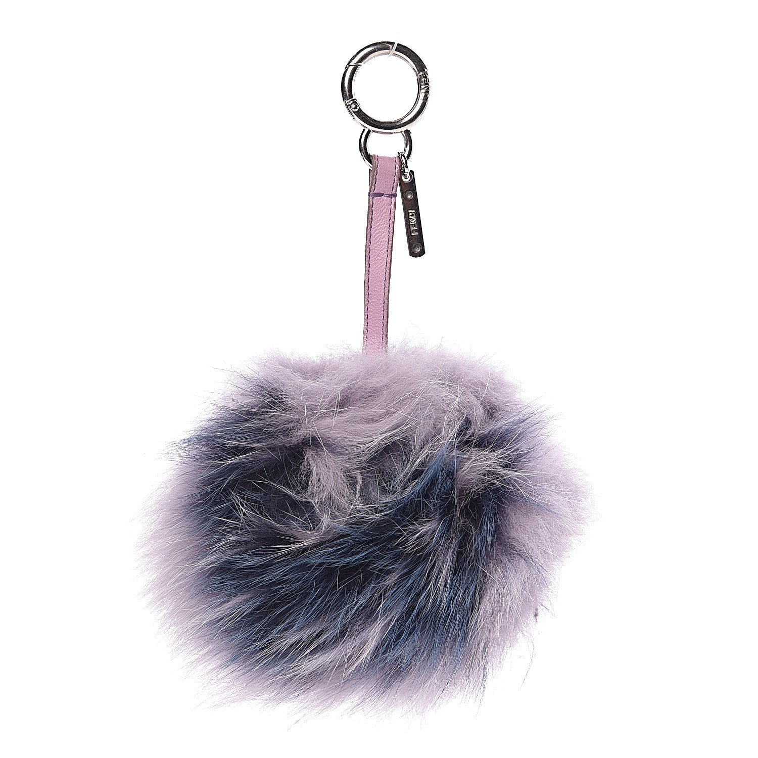 Fendi Fox Fur Shiny Nappa Bi-Color R ABCharm Bag Charm Lilla Blue Violetta 1 of 3