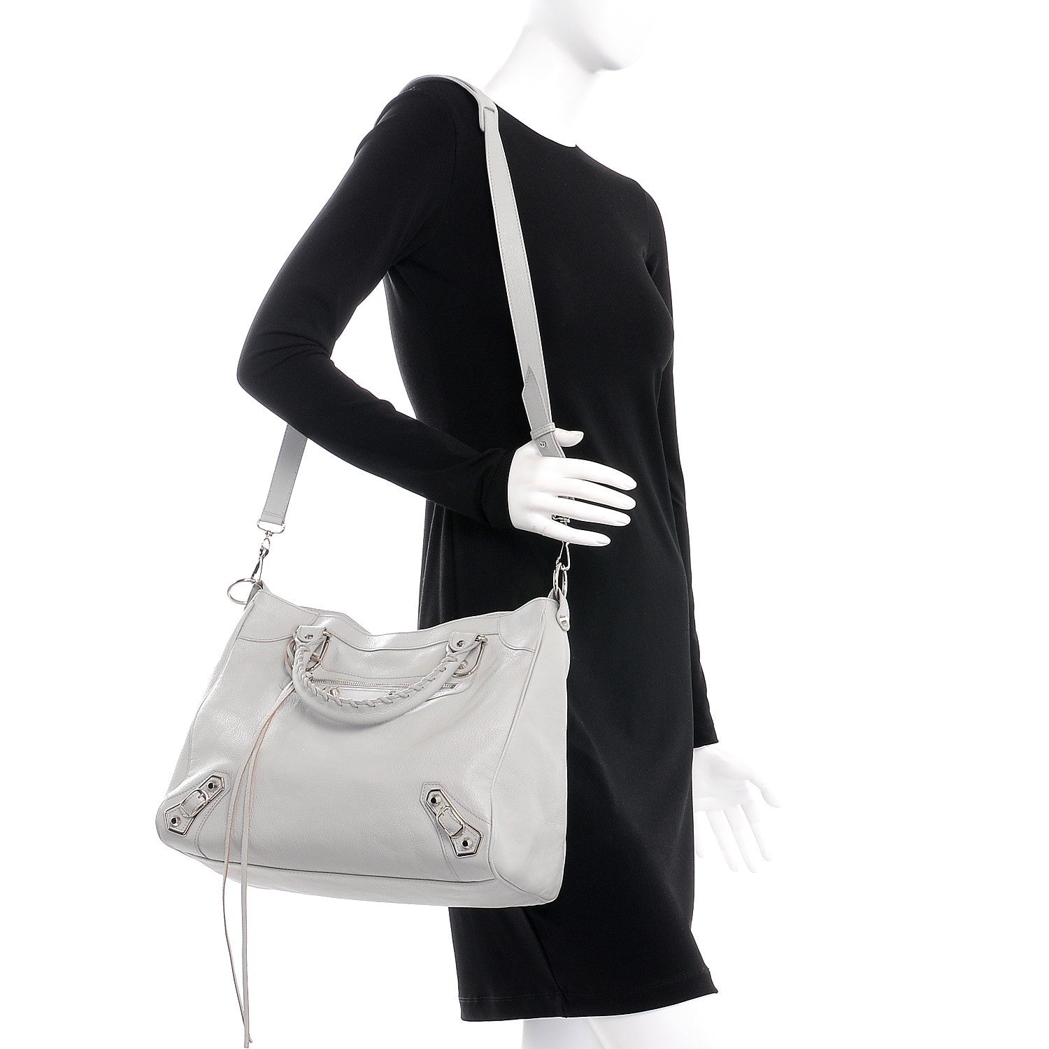 Balenciaga Chevre Silver Metallic Edge Hardware Velo Gris Perle 2 of 9