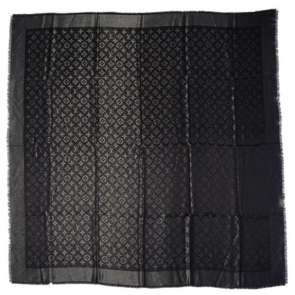 Louis Vuitton Silk Lurex Wool Monogram Shine Shawl Black 3 of 5