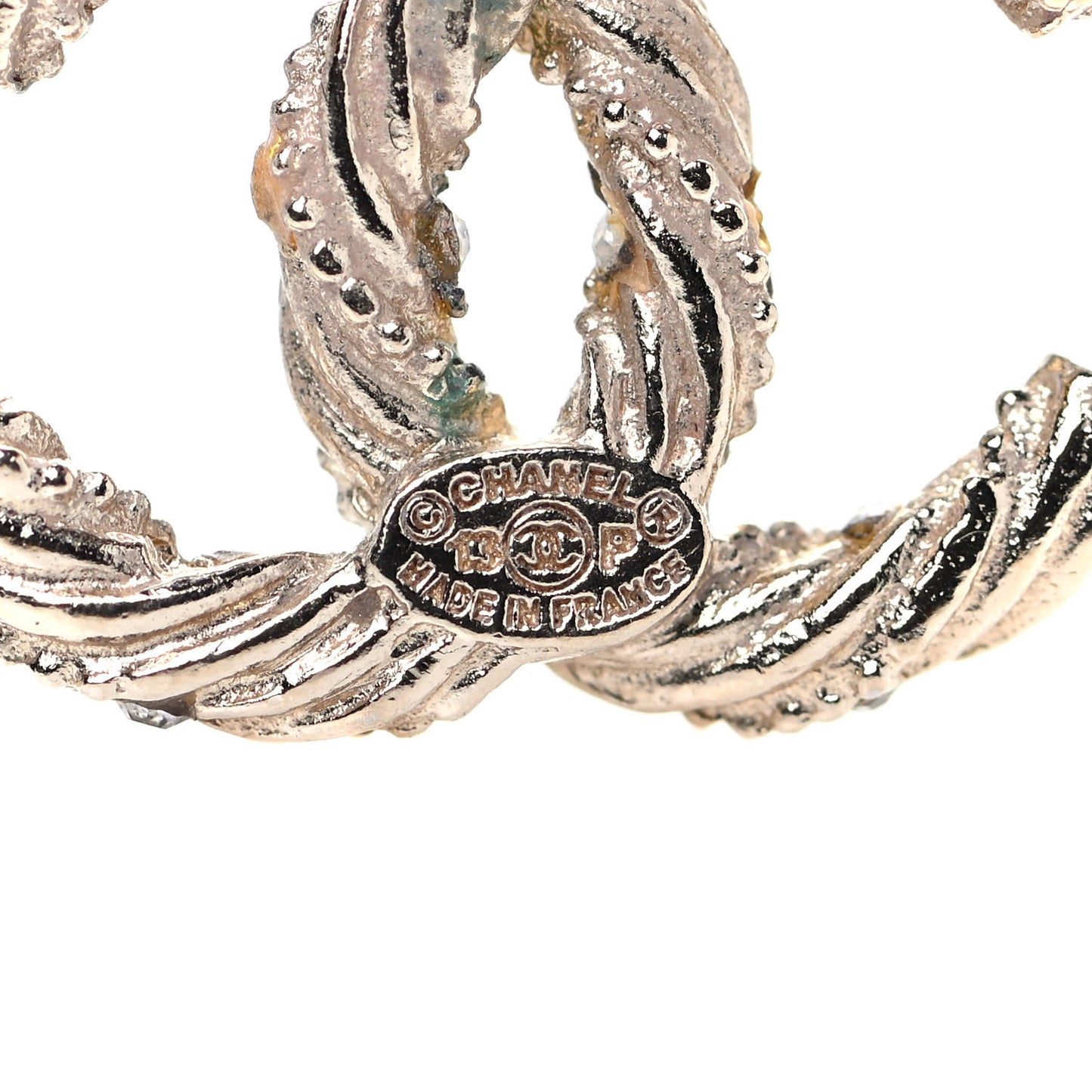Crystal Twisted CC Earrings Gold