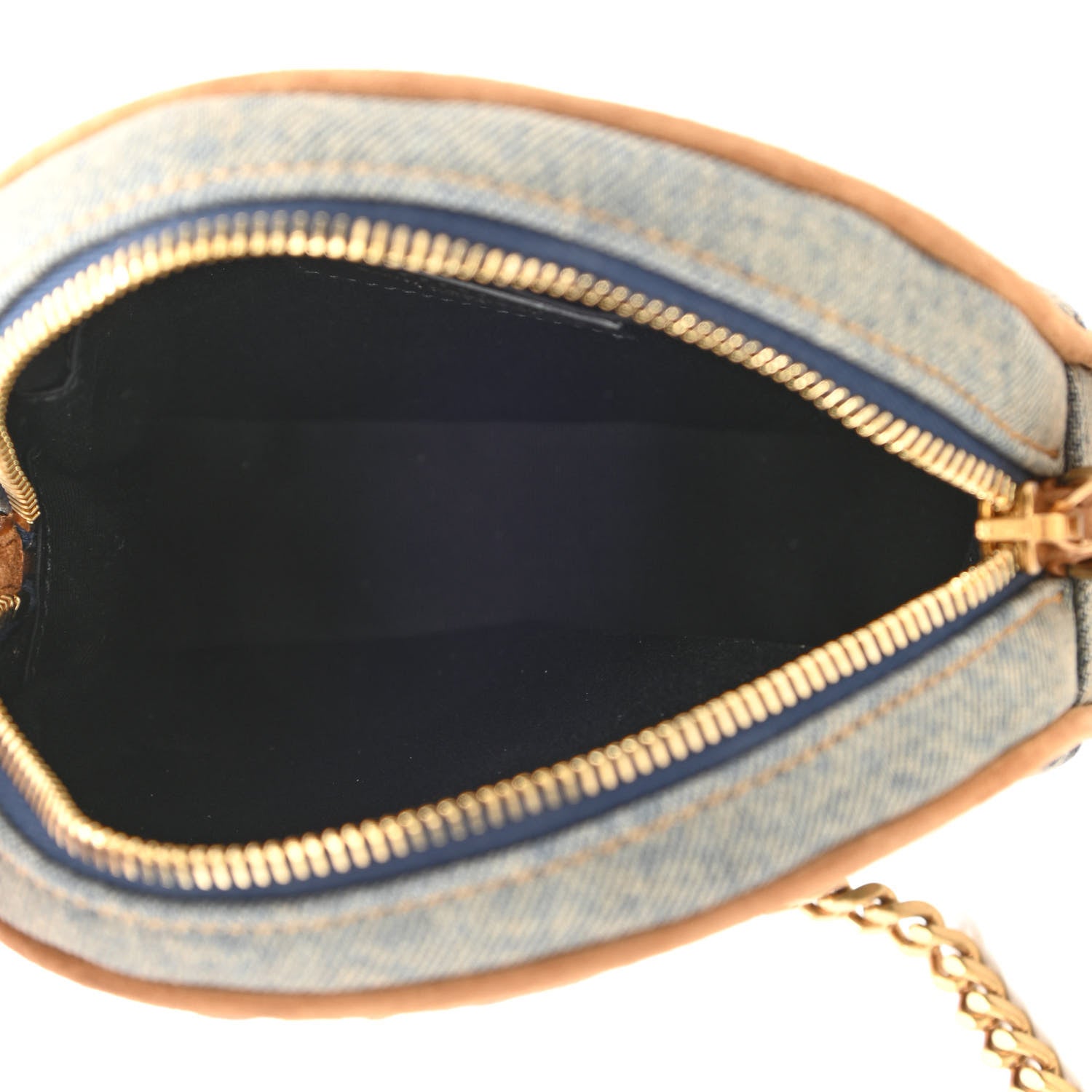 Saint Laurent Denim Quilted Monogram Round Crossbody Bag Rodeo Blue 5 of 10