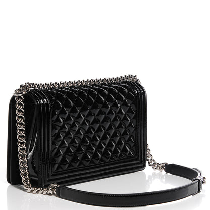 Chanel Patent Quilted New Medium Boy Flap So Black 3 of 9