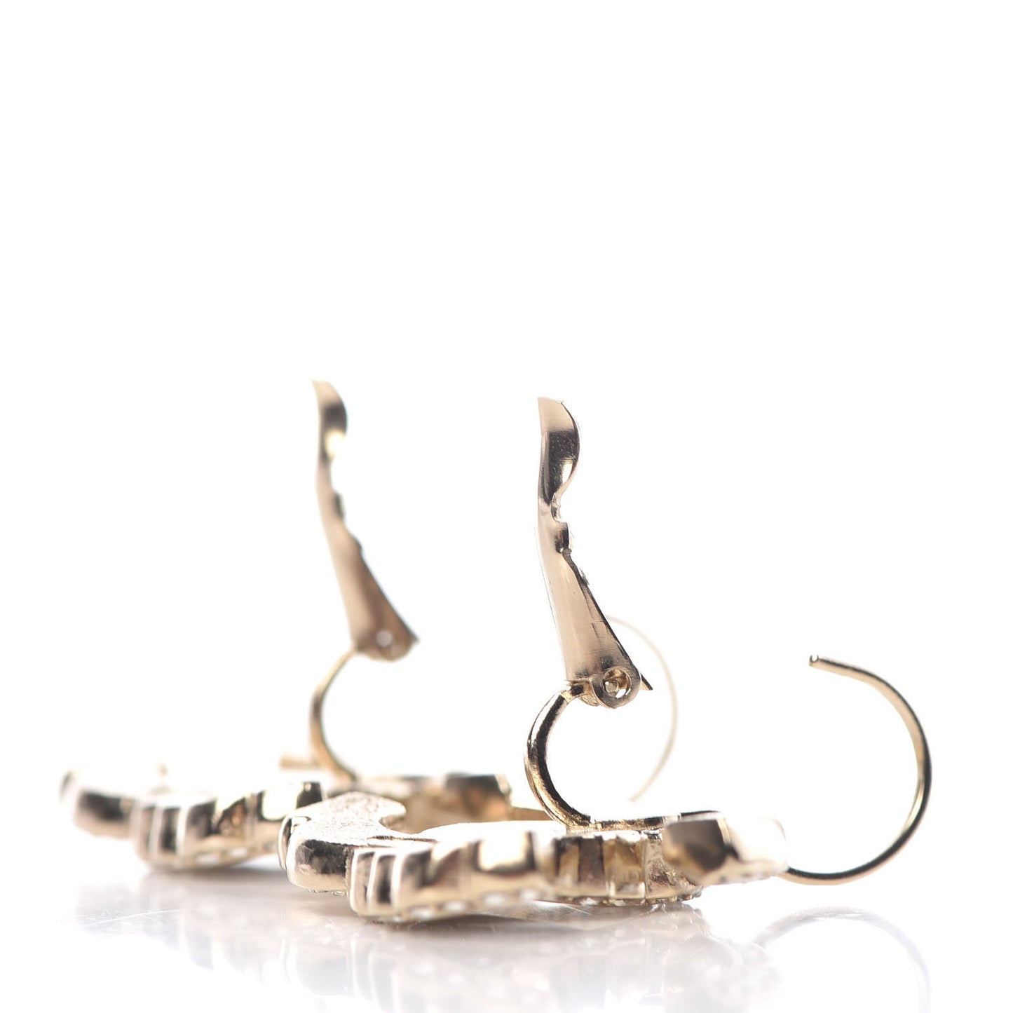 Baguette Crystal CC Dangle Earrings Light Gold