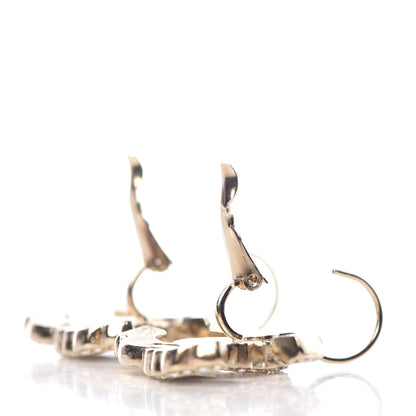 Chanel Baguette Crystal CC Dangle Earrings Light Gold 3 of 4
