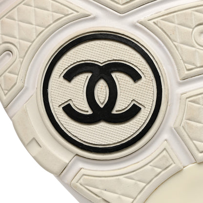 Chanel Suede Calfskin Nylon Geometric Print CC Sneakers 40 White Multicolor 8 of 8