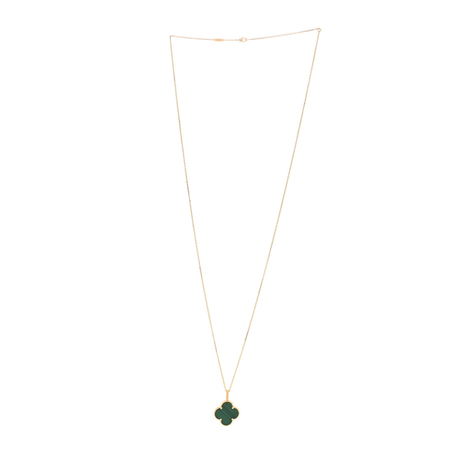18K Yellow Gold Malachite Magic Alhambra Pendant Necklace