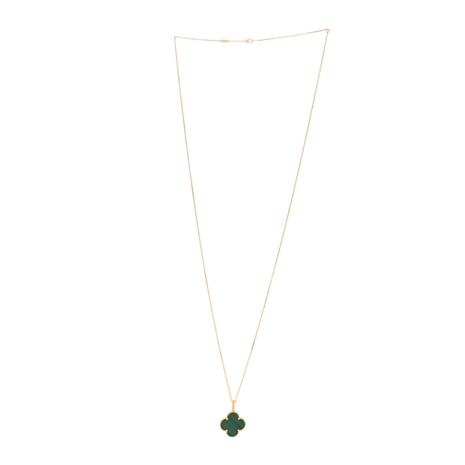 Van Cleef & Arpels 18K Yellow Gold Malachite Magic Alhambra Pendant Necklace 3 of 4