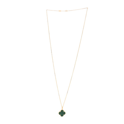 Van Cleef & Arpels 18K Yellow Gold Malachite Magic Alhambra Pendant Necklace 3 of 4