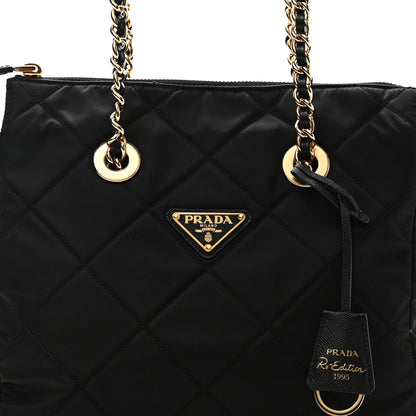 Prada Re-Nylon Impuntu Quilted Re-Edition 1995 Chaine Small Tote Bag Black 7 of 9
