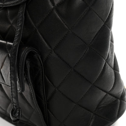 Chanel Lambskin Quilted Drawstring Backpack Black 15 of 15