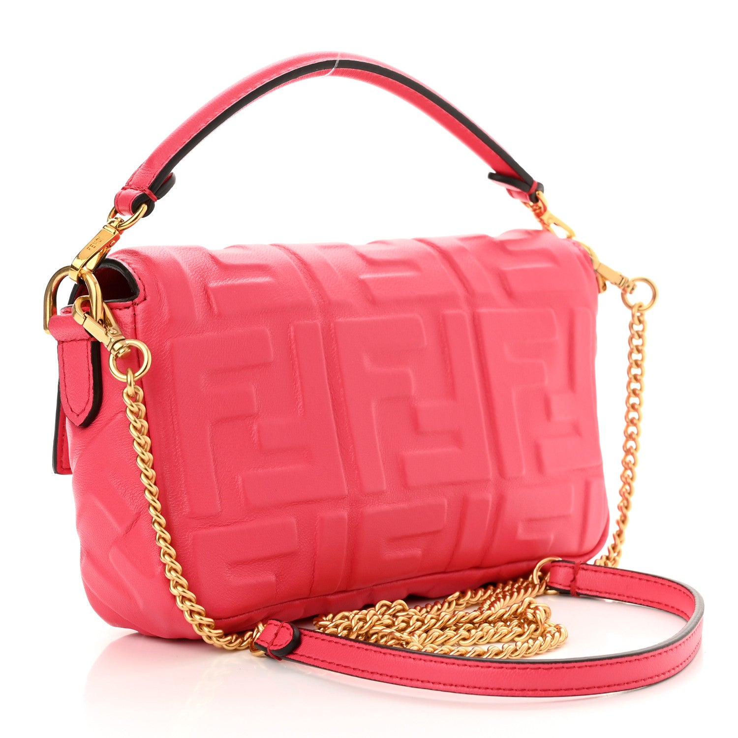 Fendi Nappa FF 1974 Embossed Mini Baguette Lampone 3 of 11