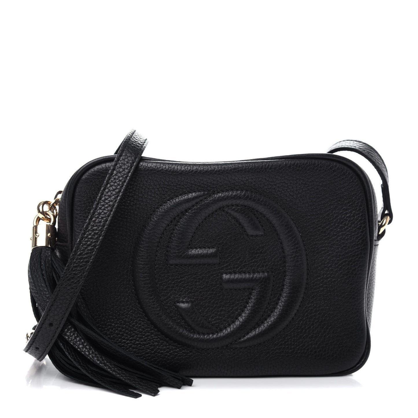 Pebbled Calfskin Small Soho Disco Bag Black