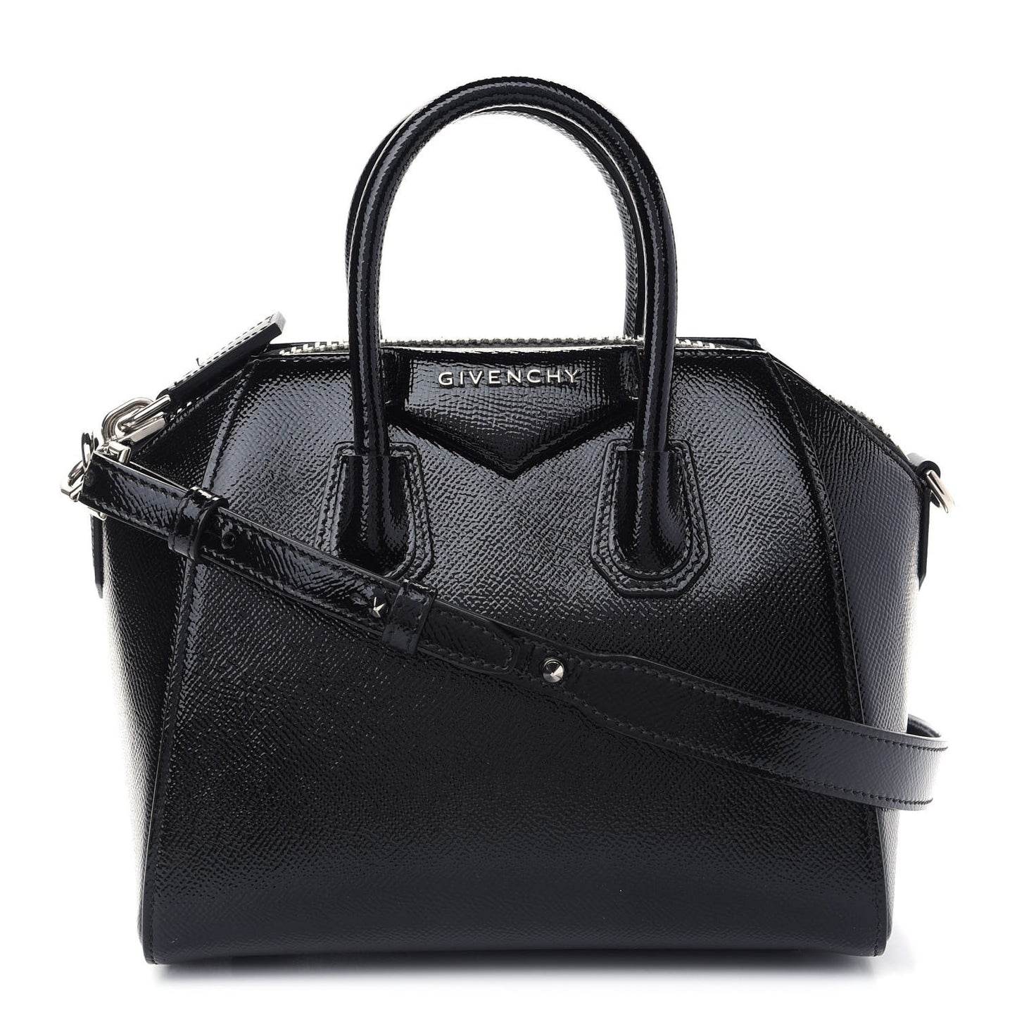 Textured Patent Calfskin Mini Antigona Black