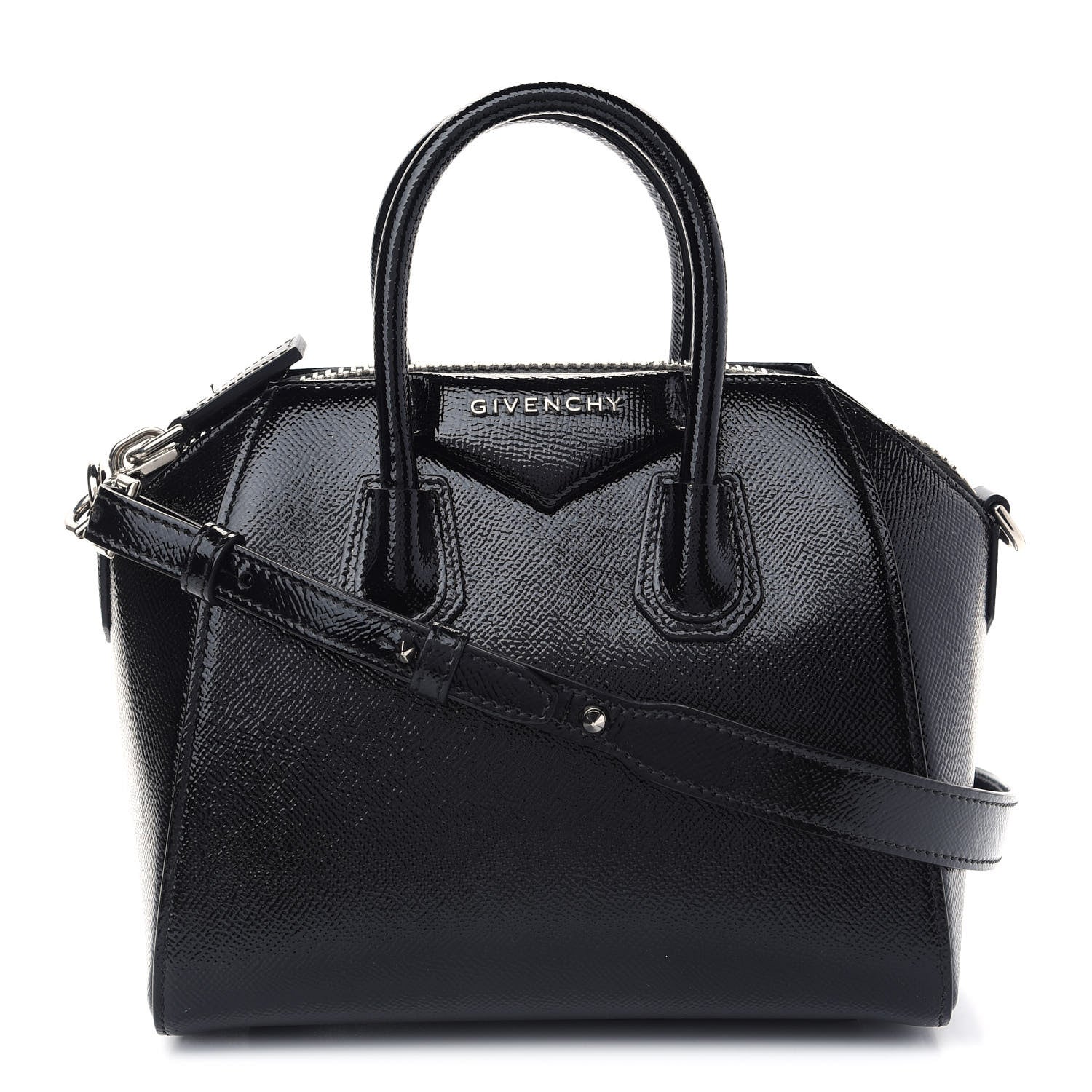 Givenchy Textured Patent Calfskin Mini Antigona Black 1 of 10