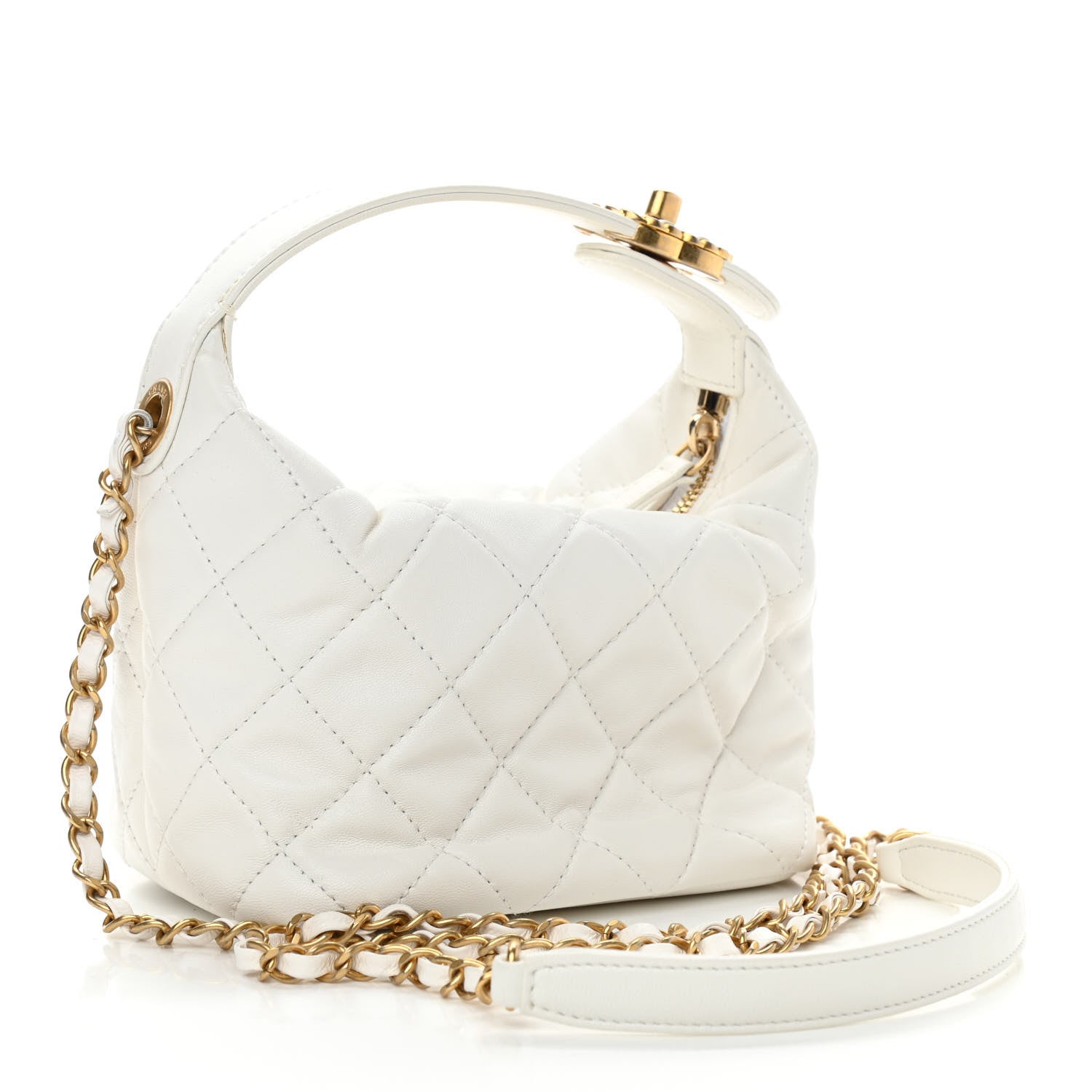 Chanel Lambskin Quilted Small Perfect Meeting Hobo White 3 of 12