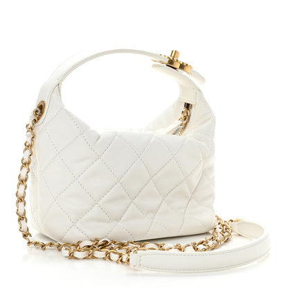 Chanel Lambskin Quilted Small Perfect Meeting Hobo White 3 of 12