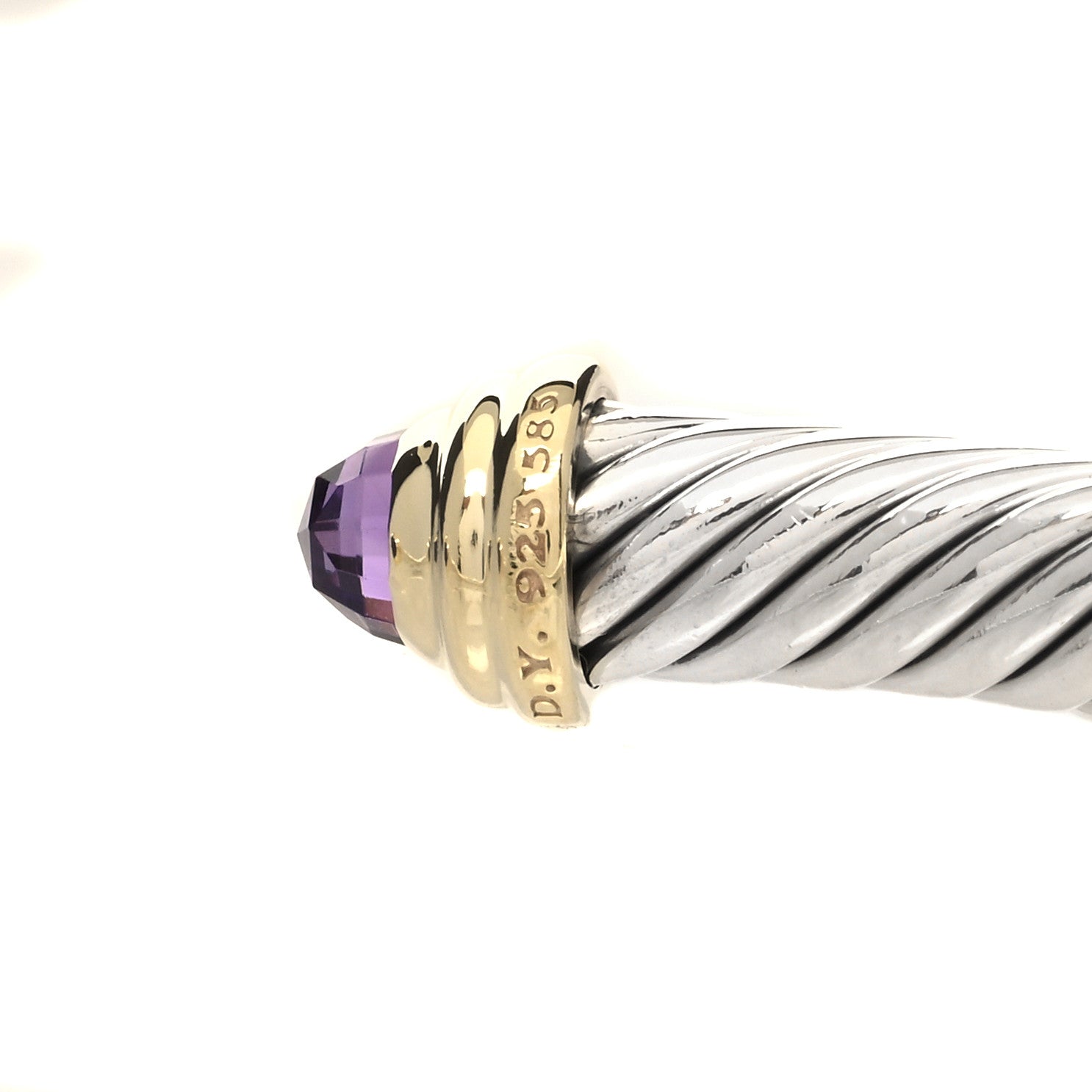 David Yurman Sterling Silver 14K Yellow Gold Amethyst 5mm Cable Classics Petite Color Bracelet 3 of 3