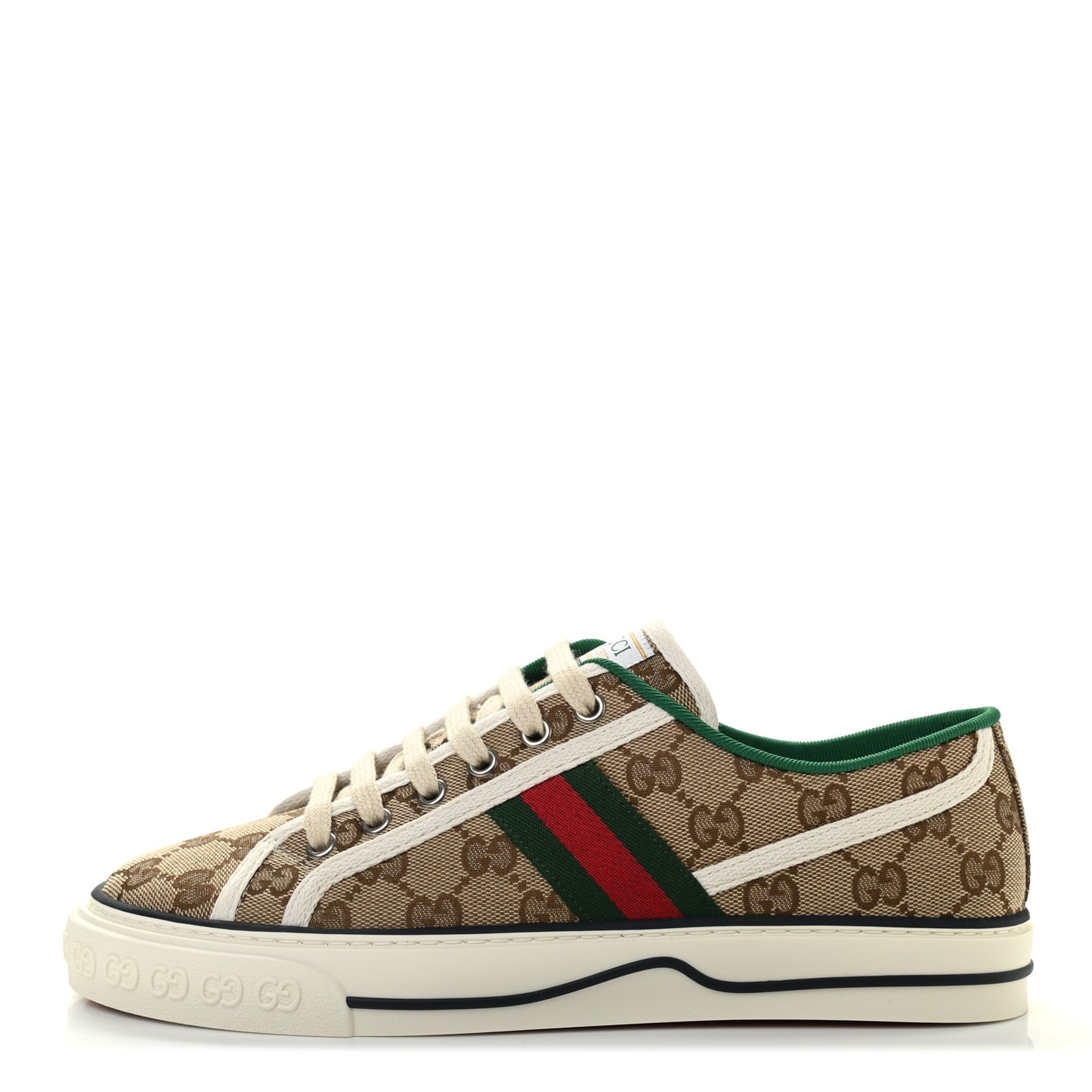 GG Monogram Web Womens 1977 Tennis Sneakers 39 Beige Ebony Mystic White