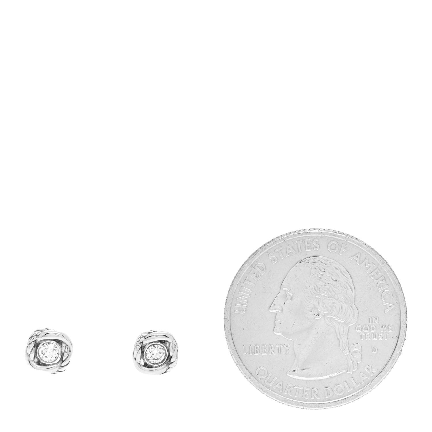 David Yurman Sterling Silver Diamond 7mm Infinity Stud Earrings 2 of 5
