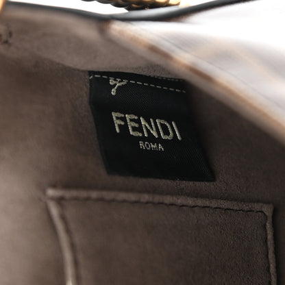 Fendi Glazed Fabric Vitello Century FF 1974 Stamp Patch Mini Double F Crossbody Bag Mogano Panna Black 6 of 10