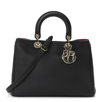 Christian Dior Bullcalf Medium Diorissimo Tote Black Rose Indien 1 of 10