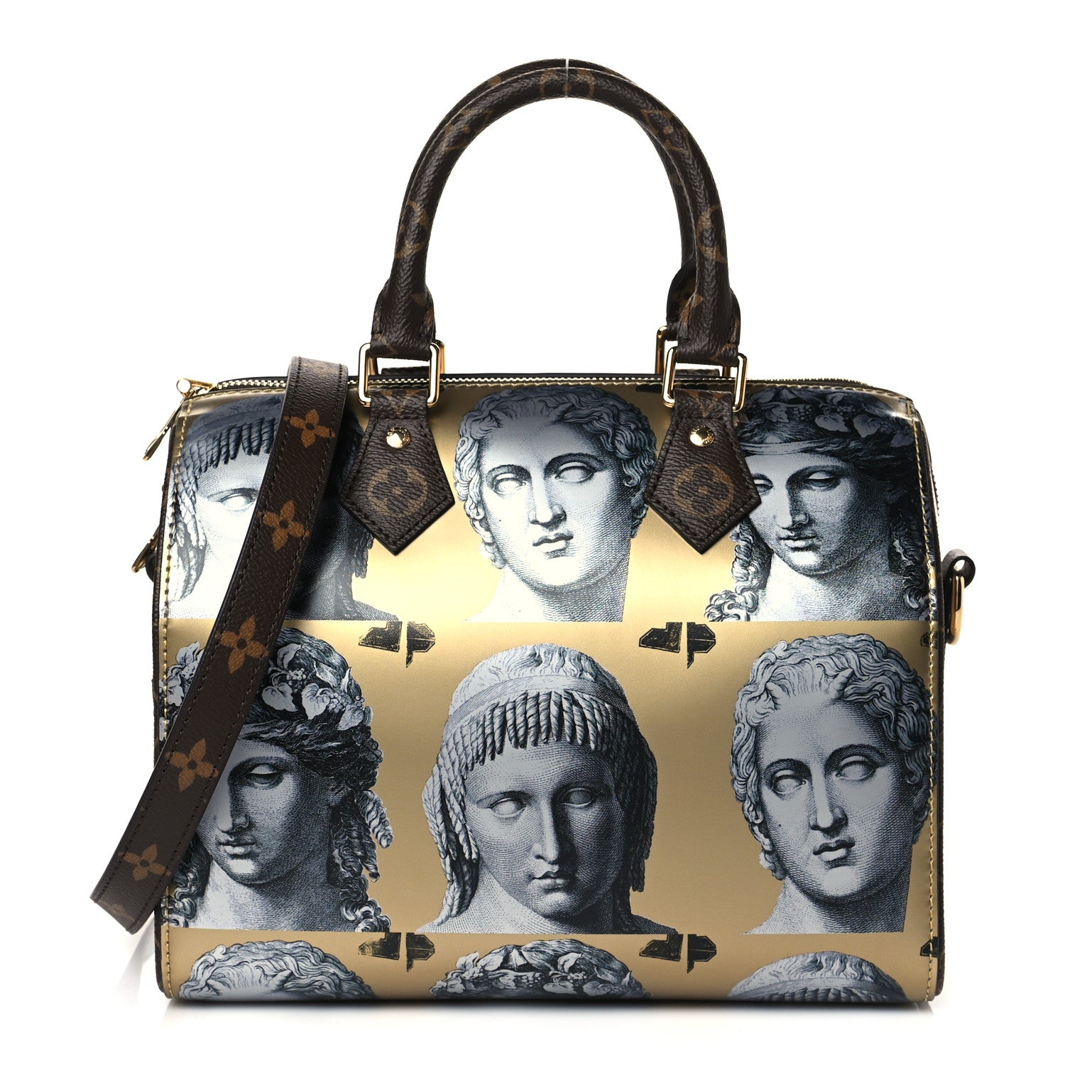 Louis Vuitton X FORNASETTI Calfskin Fornasetti Speedy Bandouliere 25 Gold 1 of 10