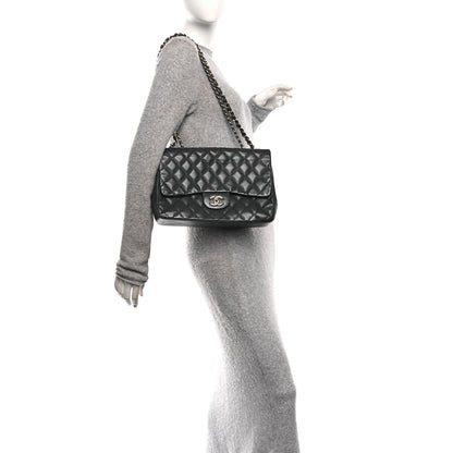 Chanel Lambskin Quilted Jumbo Single Flap Grey 2 of 12