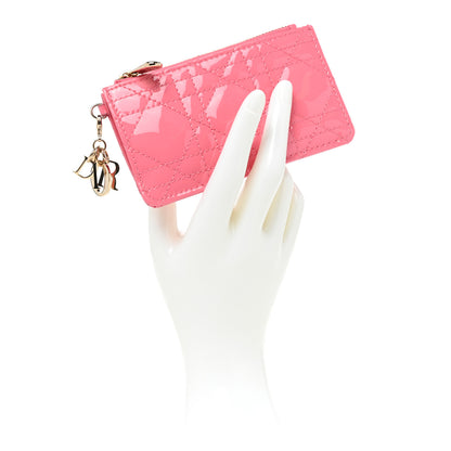 Christian Dior Patent Cannage Lady Dior Key Pouch Pink 2 of 10