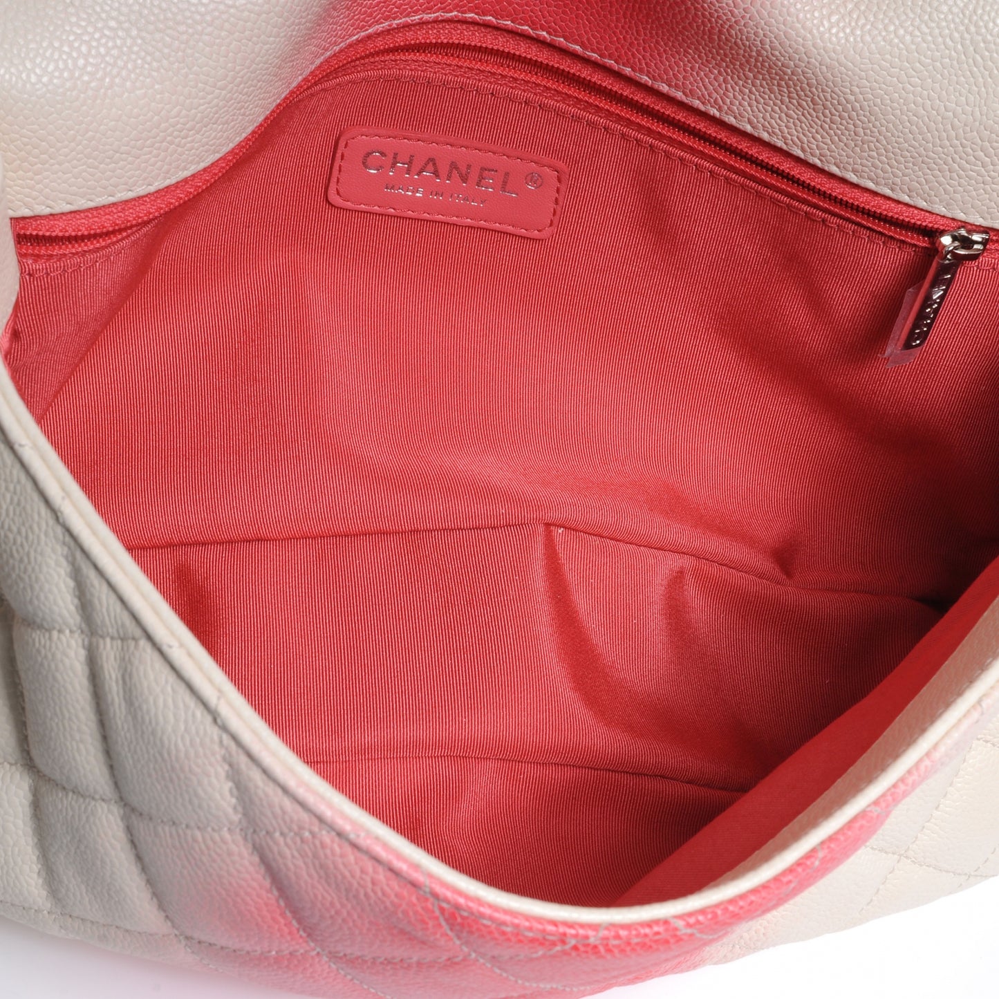 Caviar Quilted Ombre Jumbo Single Flap White Rose Pink