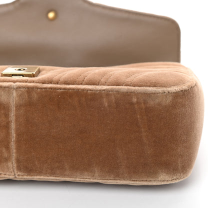 Gucci Velvet Matelasse Small GG Marmont Shoulder Bag Taupe 11 of 13
