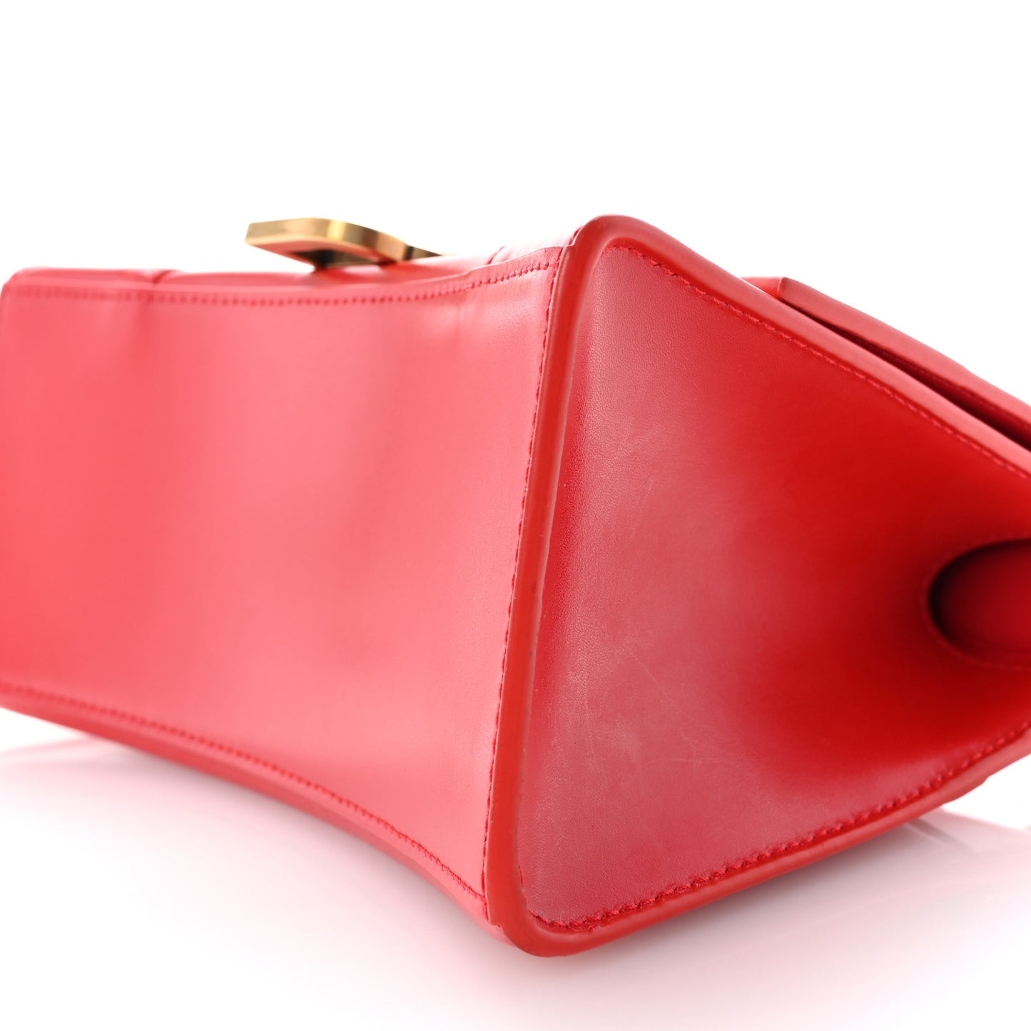 Shiny Box Calfskin Small Hourglass Top Handle Bag Bright Red
