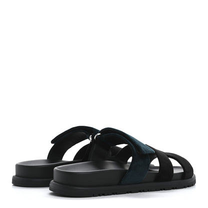 Hermes Velvet Womens Chypre Sandals 36 Black Vert Mousse 36.5 Black Vert Mousse 5 of 9
