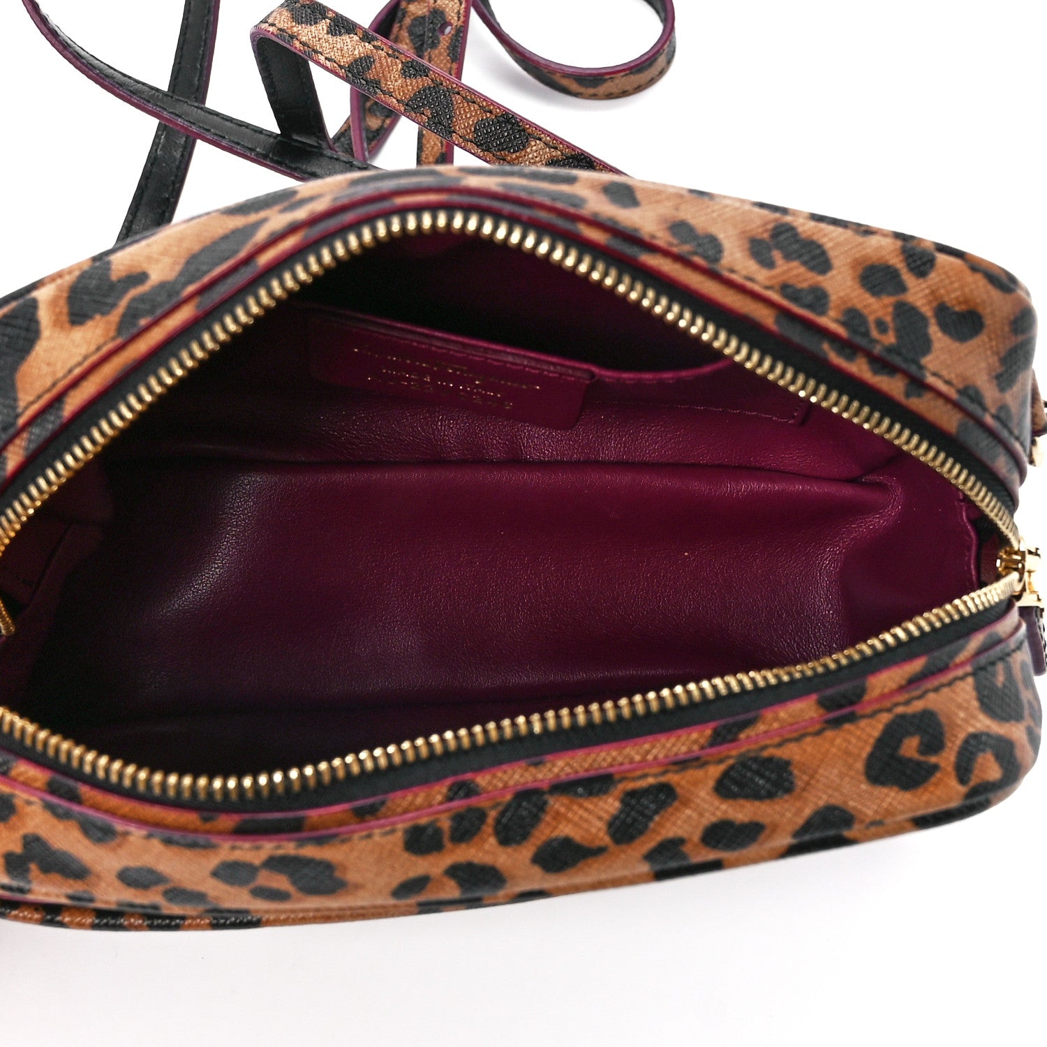 Salvatore Ferragamo Grained Calfskin Leopard Print Camera Bag Brown 6 of 11