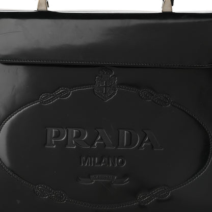 Prada Spazzolato Logo Print Framed Bag Black 7 of 11