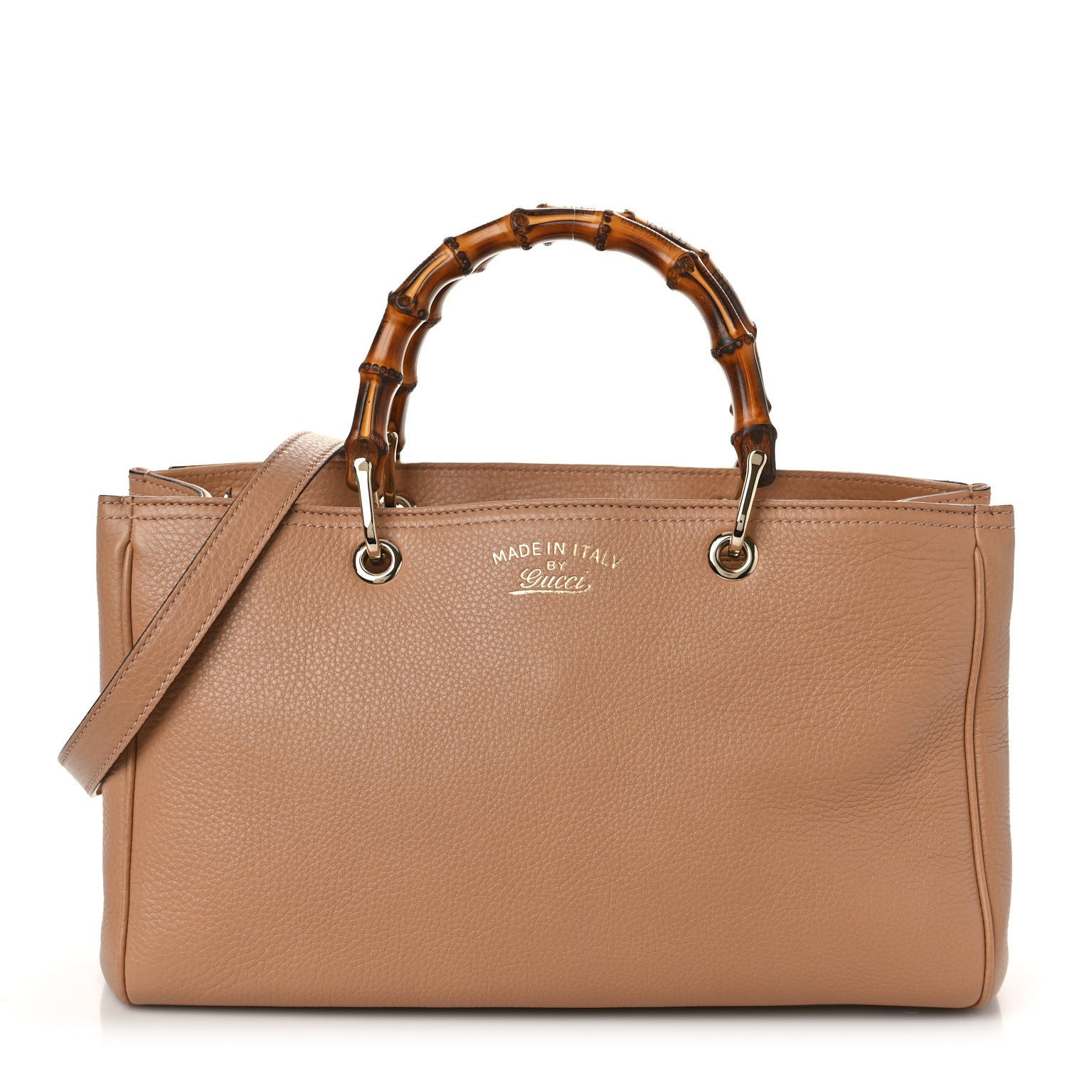 Gucci Pebbled Calfskin Medium Bamboo Shopper Tote Camelia 1 of 9