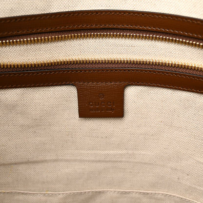 Gucci GG Supreme Monogram Azalea Calfskin Large Horsebit 1955 Duffle Bag Beige Ebony Brown Sugar 6 of 19