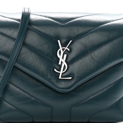 Saint Laurent Calfskin Y Quilted Monogram Toy Loulou Satchel Dark Green 7 of 11