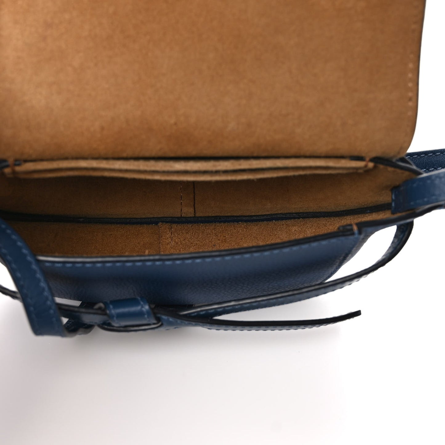 Grained Calfskin Mini Gate Crossbody Bag Steel Blue
