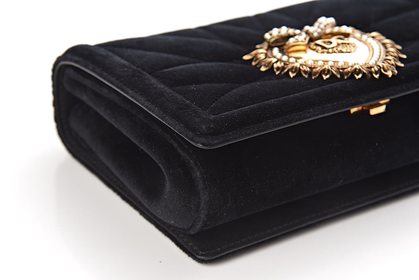DOLCE &GABBANA Velvet Medium Devotion Crossbody Bag Black