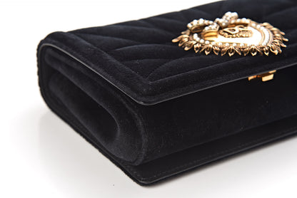 Dolce & Gabbana DOLCE &GABBANA Velvet Medium Devotion Crossbody Bag Black 8 of 9