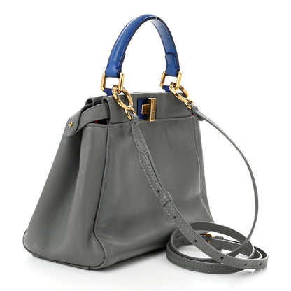Fendi Nappa Colorblock Mini Peekaboo Iconic Satchel Grigio Chiaro Fragola Blue 3 of 13