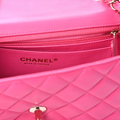 Chanel Lambskin Quilted Mini Rectangular Flap Dark Pink 8 of 11
