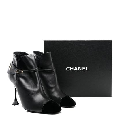 Chanel Lambskin Velvet Cap Toe Ankle Boots 41 Black 10 of 10