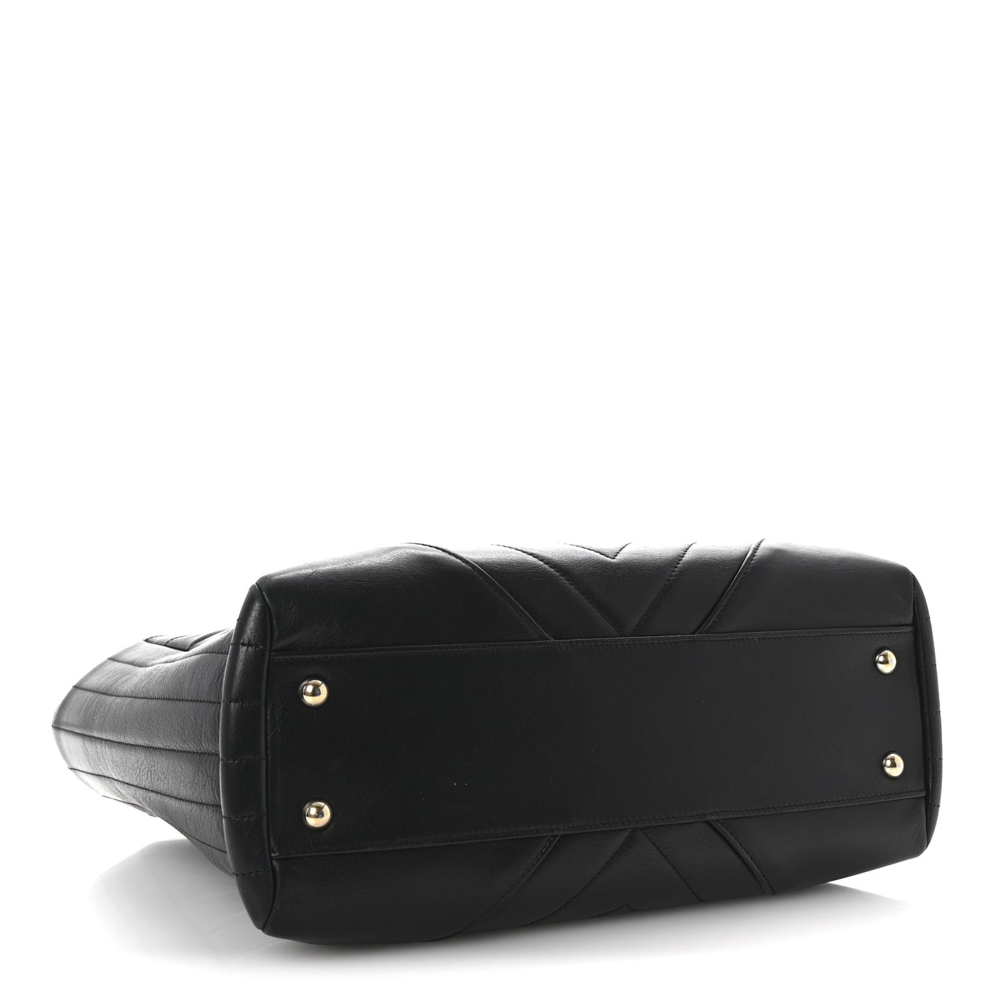 Calfskin Chevron Quilted Statement Shopping Tote Black